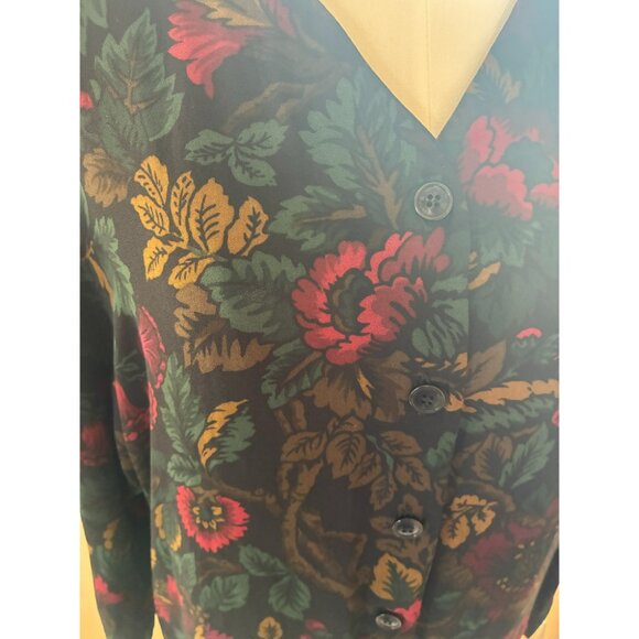 Vintage Jones New York Dark Floral Blouse - Picture 2 of 6